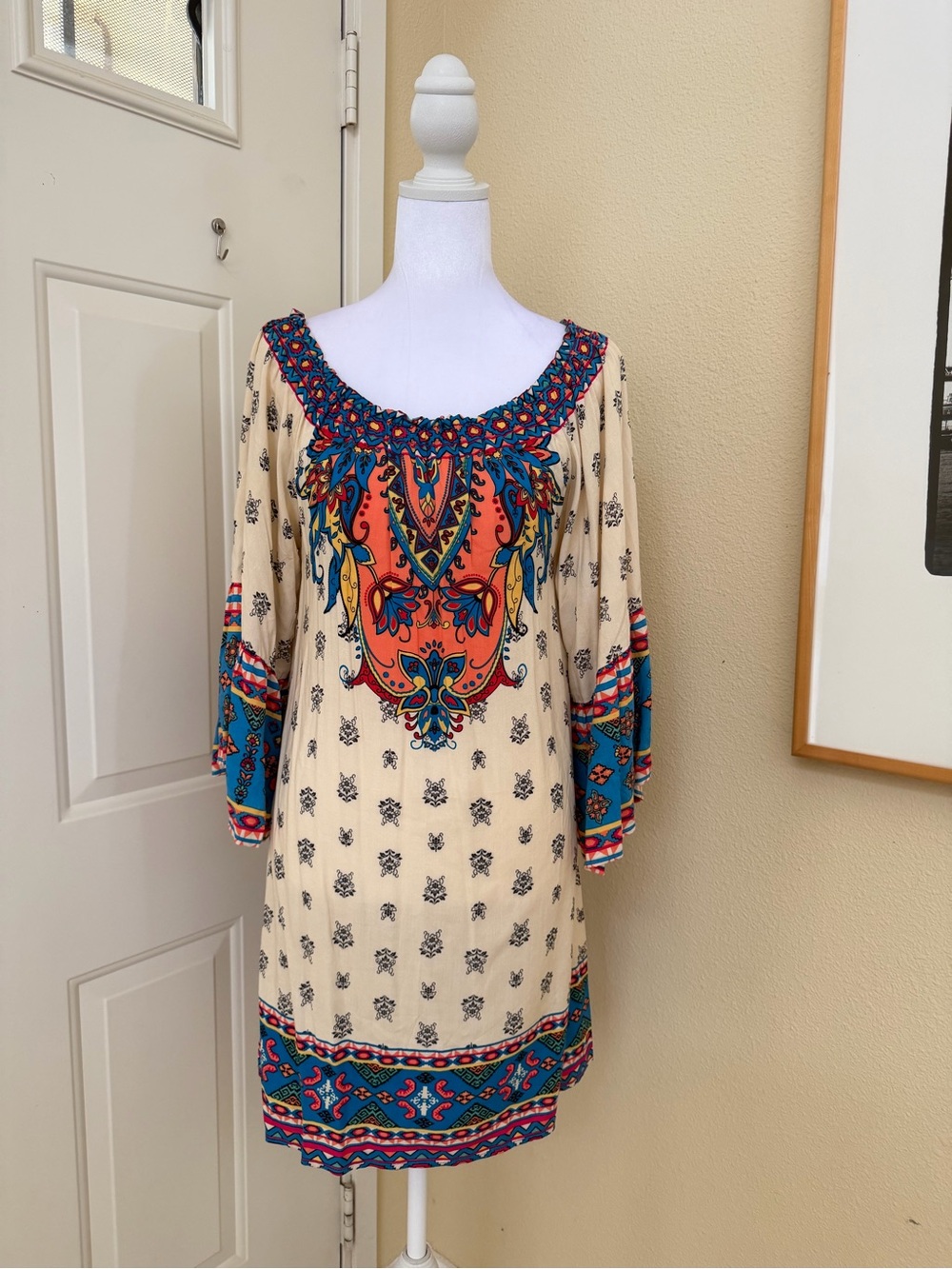 Flying Tomato Tunic Boho Print Mini Dress Size Medium